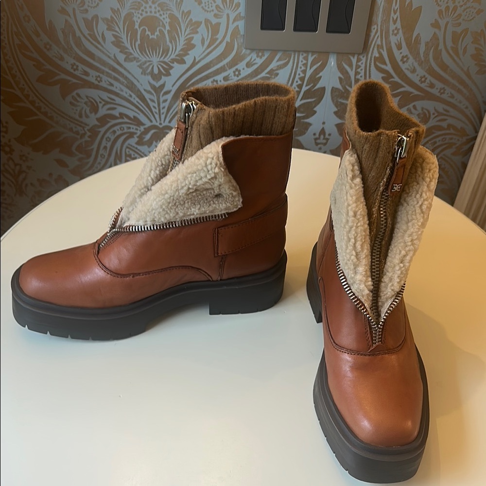 Sam Edelman Brown and Cream Winter Boots